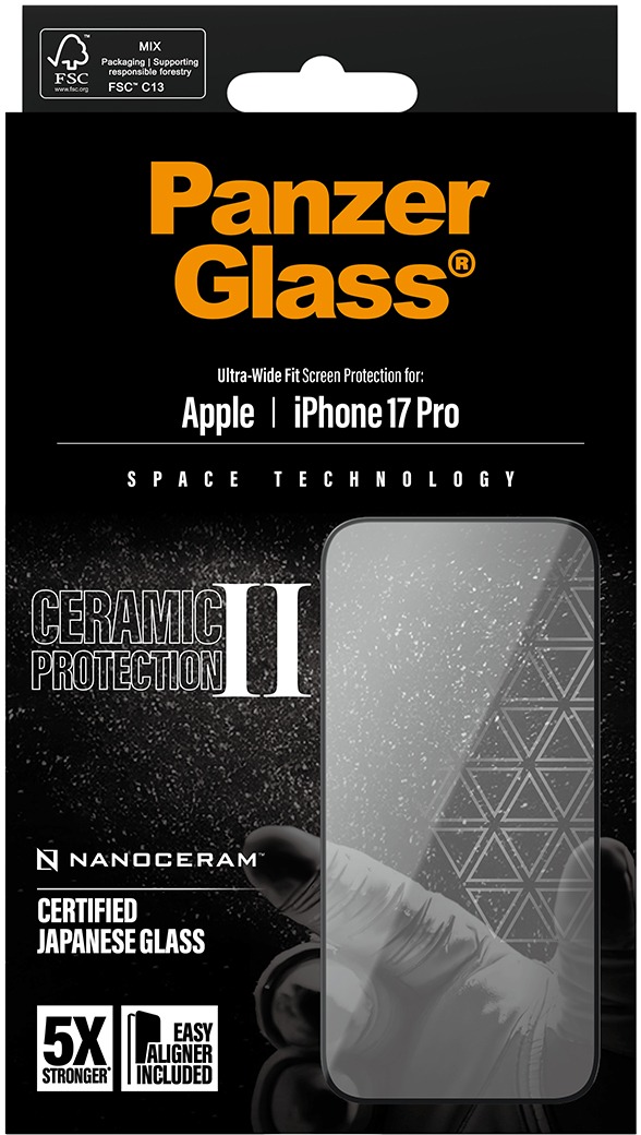 PanzerGlass Ceramic II Apple iPhone 17 Pro s inštalačným rámčekom