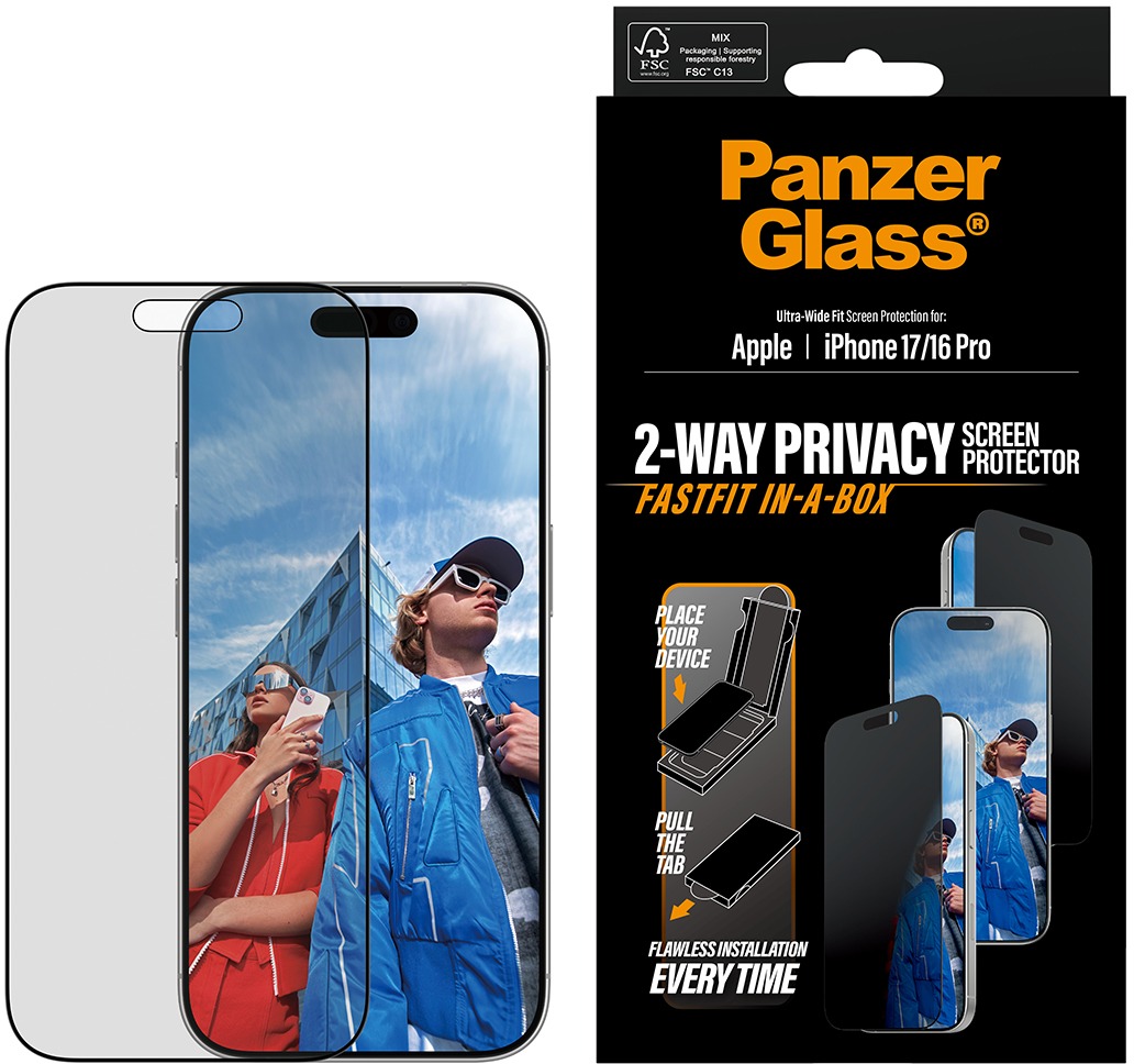 PanzerGlass Privacy Apple iPhone 17/16 Pro s bezprašným aplikačným boxom