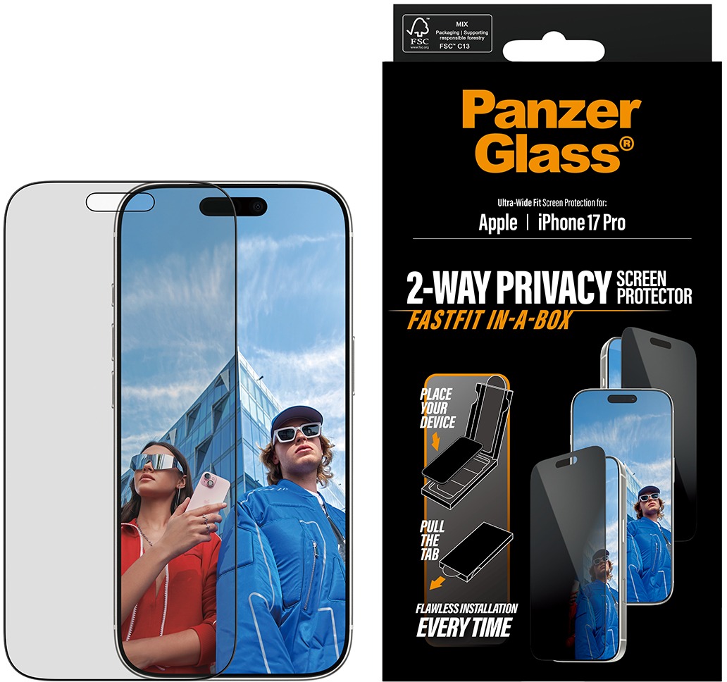 PanzerGlass Privacy Apple iPhone 17 Pro s bezprašným aplikačným boxom