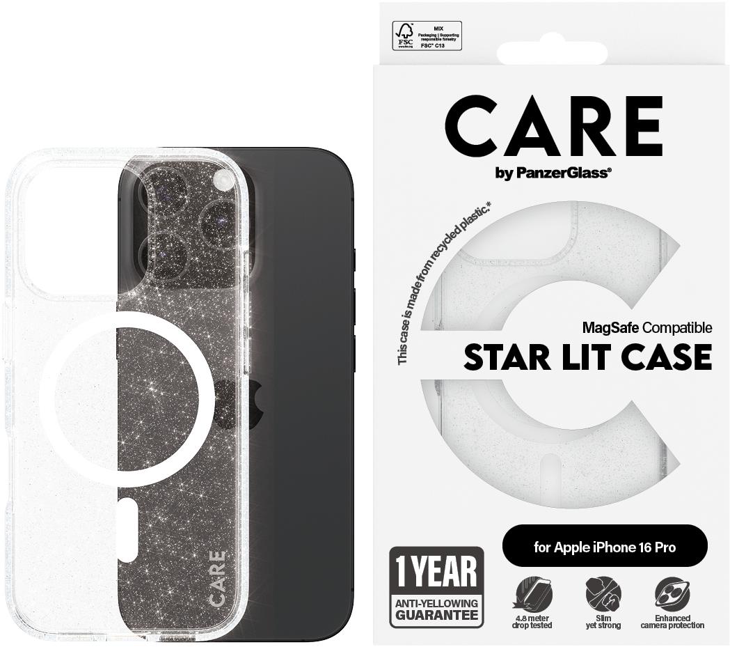 PanzerGlass CARE kryt Apple iPhone 16 Pro MagSafe Star Lit trblietavý/biely