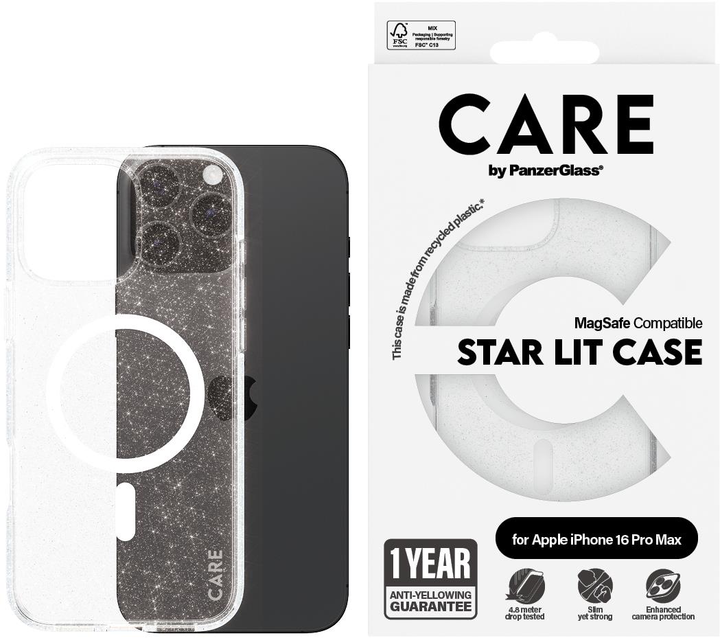 PanzerGlass CARE kryt Apple iPhone 16 Pro Max MagSafe Star Lit trblietavý/biely
