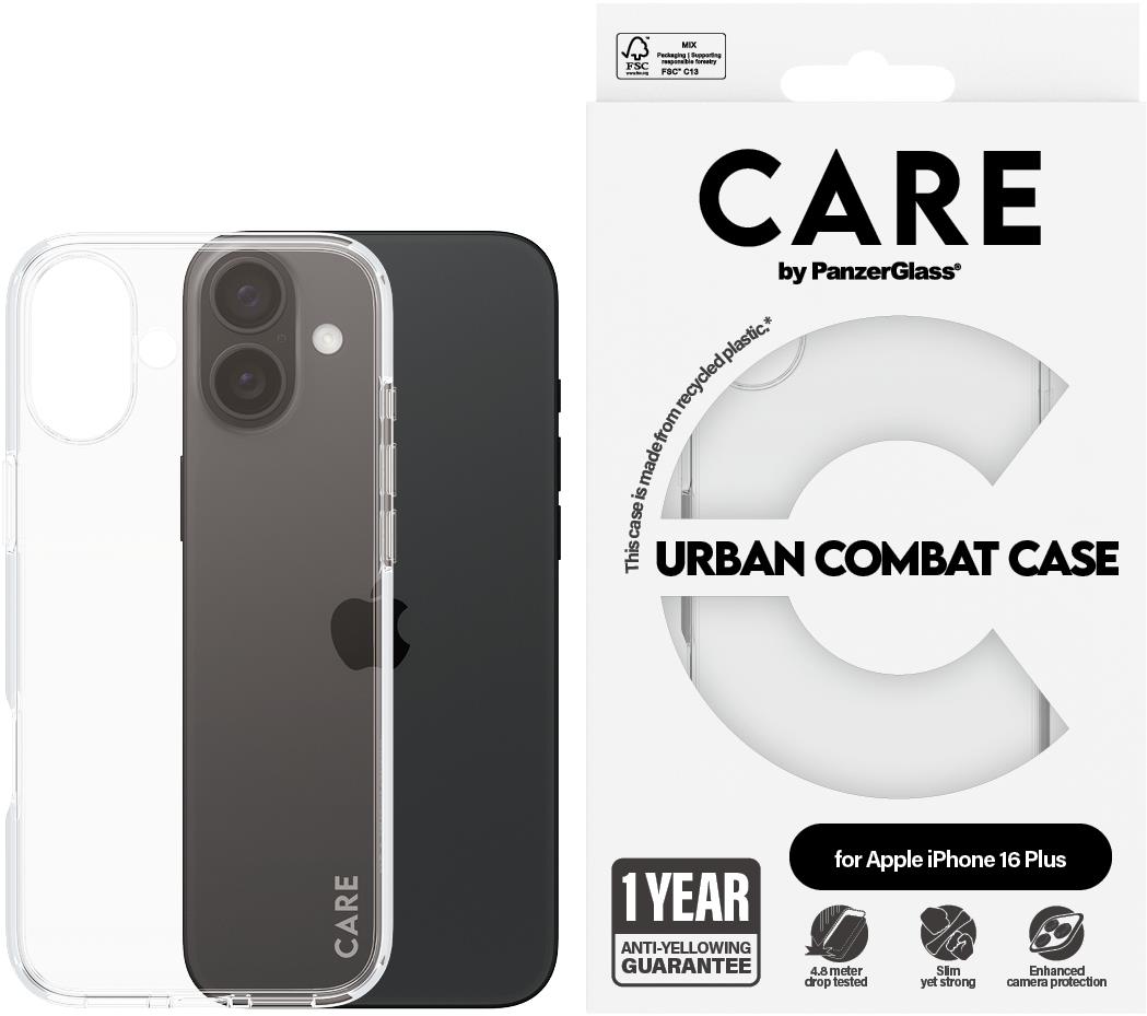 PanzerGlass CARE kryt Apple iPhone 16 Plus Urban Combat priehľadný