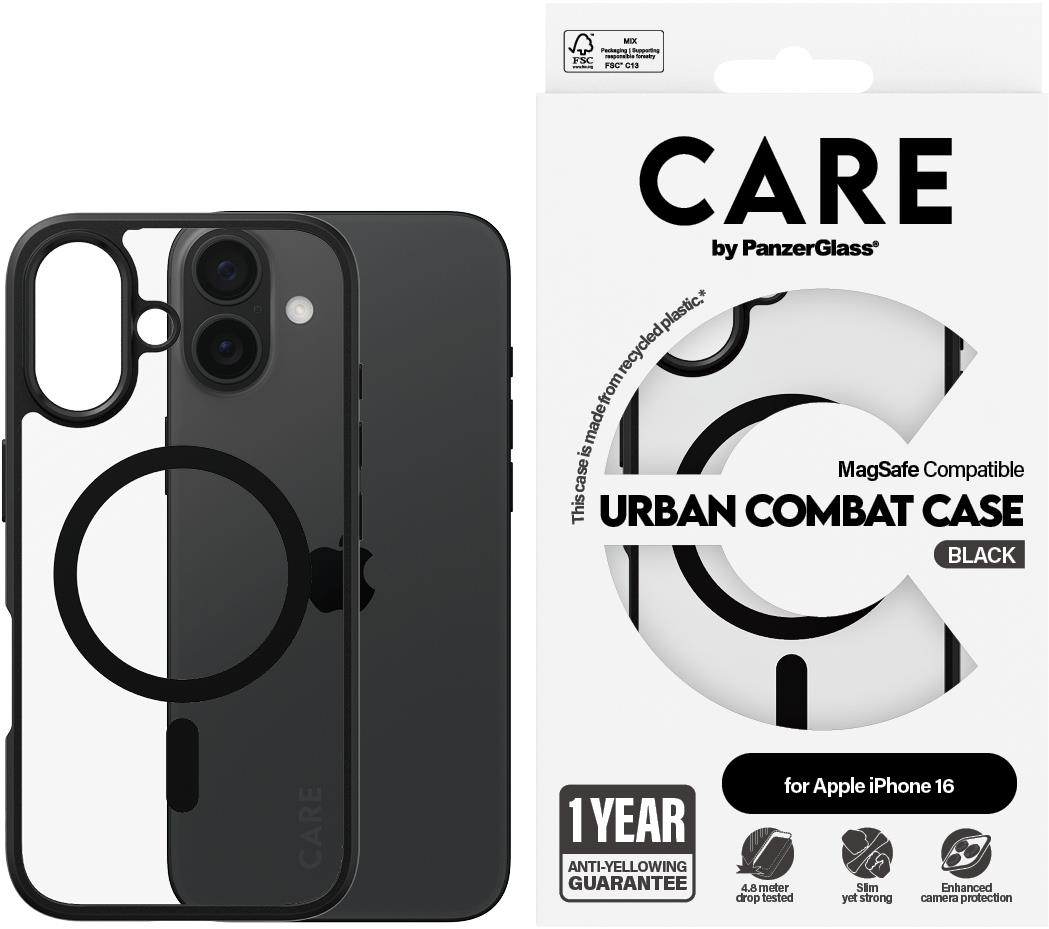 PanzerGlass CARE kryt Apple iPhone 16 MagSafe Urban Combat čierny/čierny