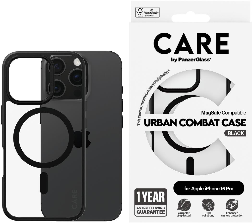 PanzerGlass CARE kryt Apple iPhone 16 Pro MagSafe Urban Combat čierny/čierny