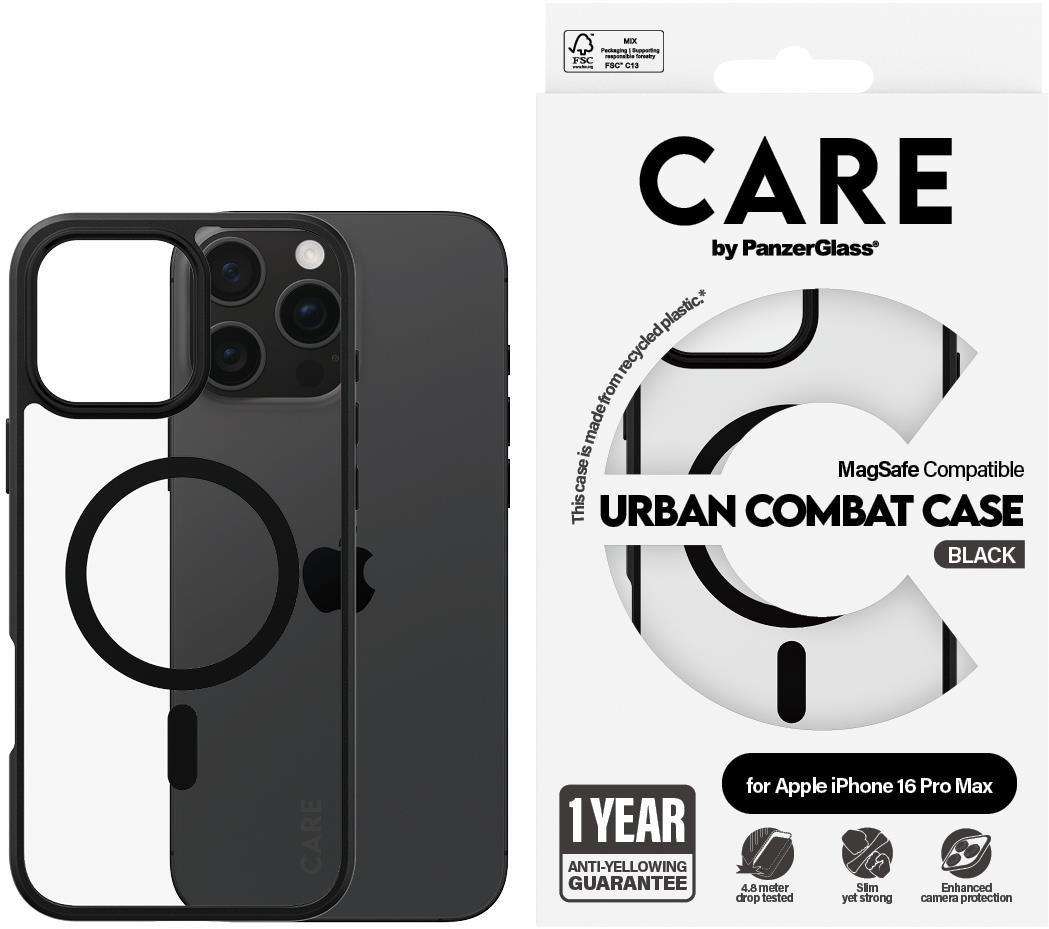 PanzerGlass CARE kryt Apple iPhone 16 Pro Max MagSafe Urban Combat čierny/čierny