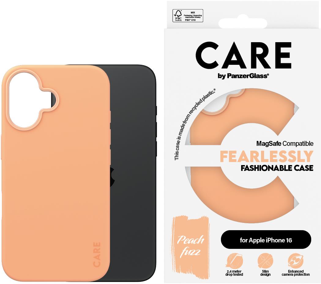 PanzerGlass CARE kryt Apple iPhone 16 MagSafe Fearlessly broskyňový
