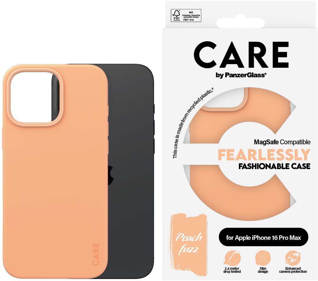 PanzerGlass CARE kryt Apple iPhone 16 Pro Max MagSafe Fearlessly broskyňový