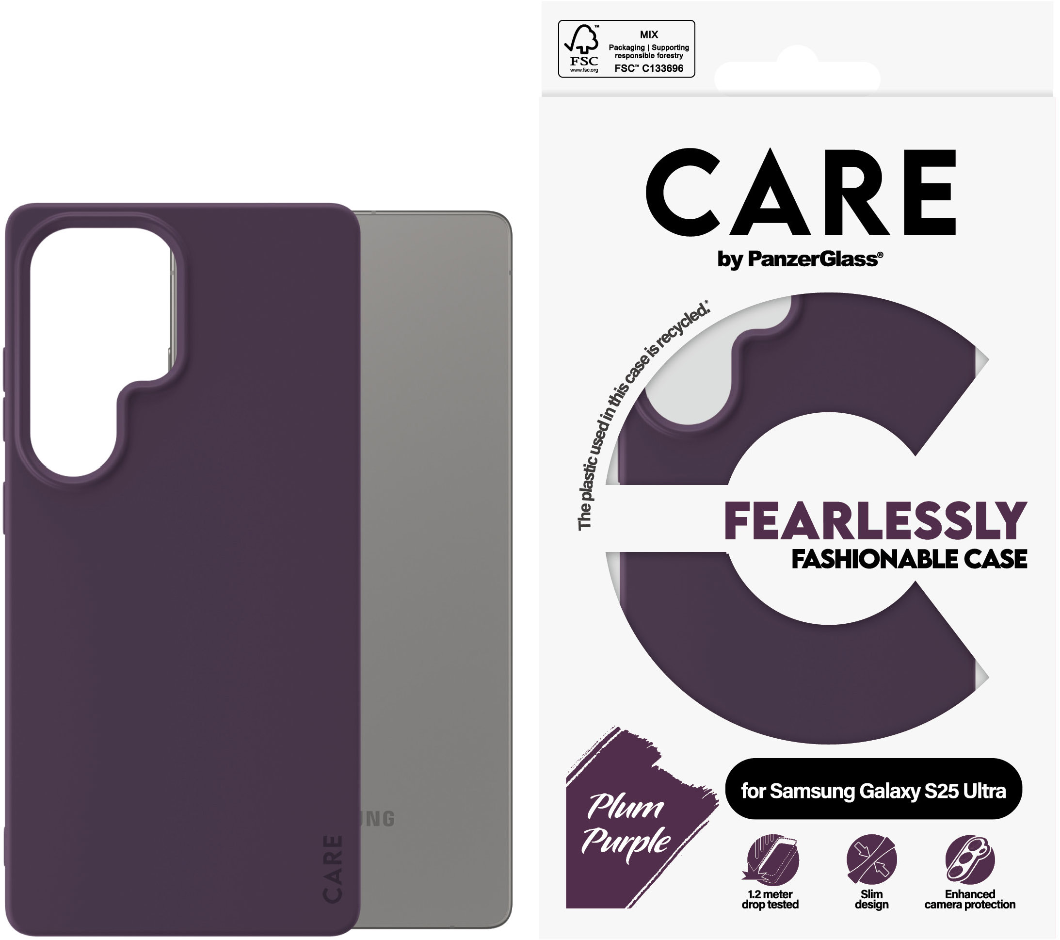PanzerGlass CARE kryt Samsung Galaxy S25 Ultra Fearlessly fialový (Plum Purple)