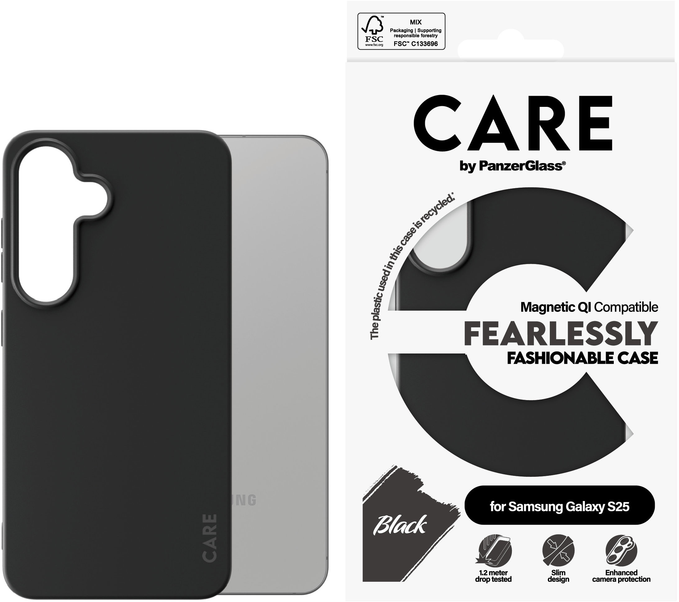 PanzerGlass CARE kryt Samsung Galaxy S25 Fearlessly čierny QI