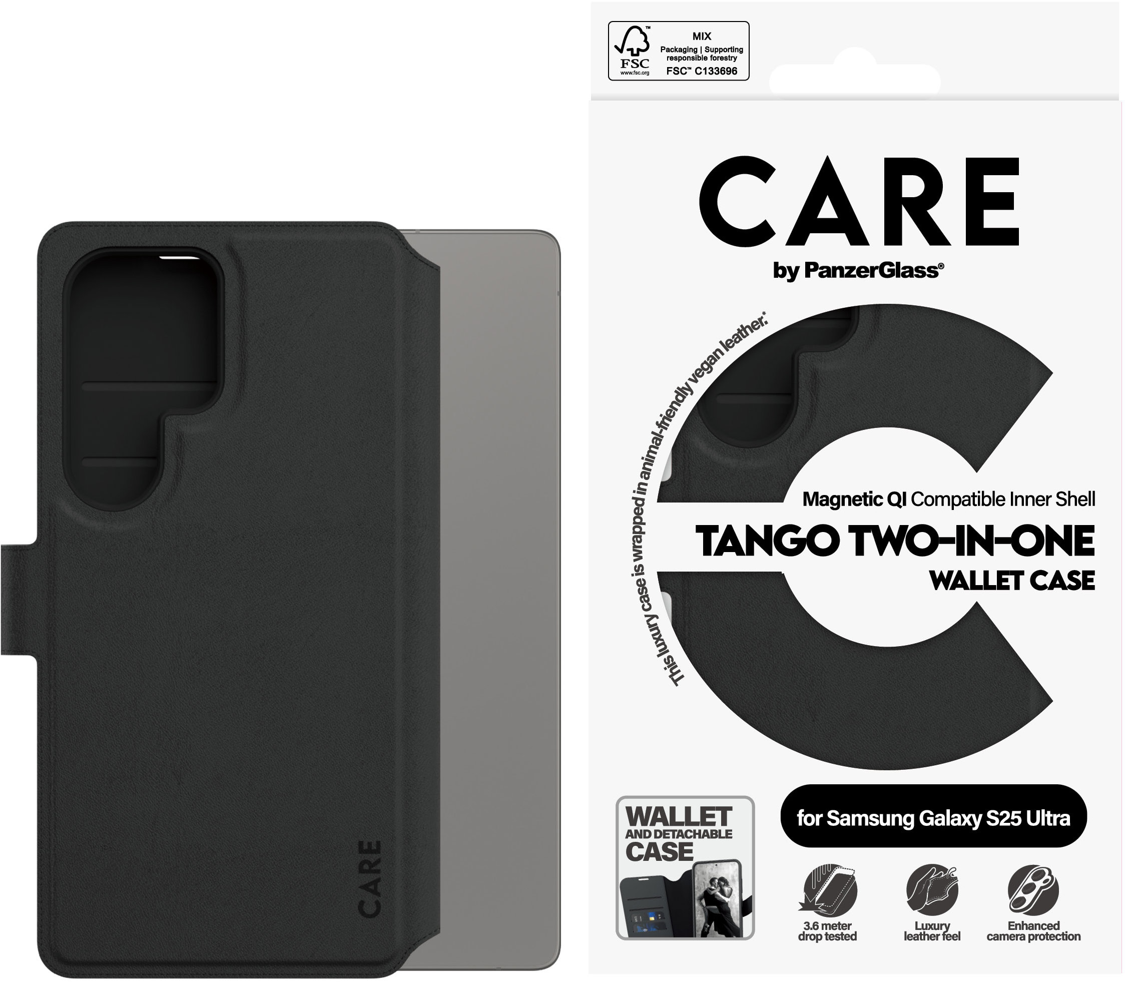 PanzerGlass CARE puzdro Samsung Galaxy S25 Ultra Tango 2 v 1 Wallet QI