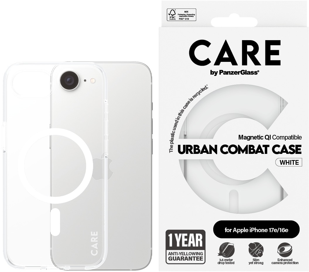 PanzerGlass CARE kryt Apple iPhone 17e/16e MagSafe Urban Combat číry/biely