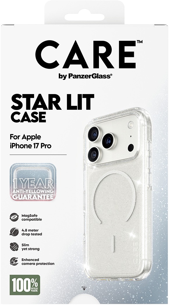 PanzerGlass CARE kryt Apple iPhone 17 Pro Star Lit trblietavý/biely MagSafe