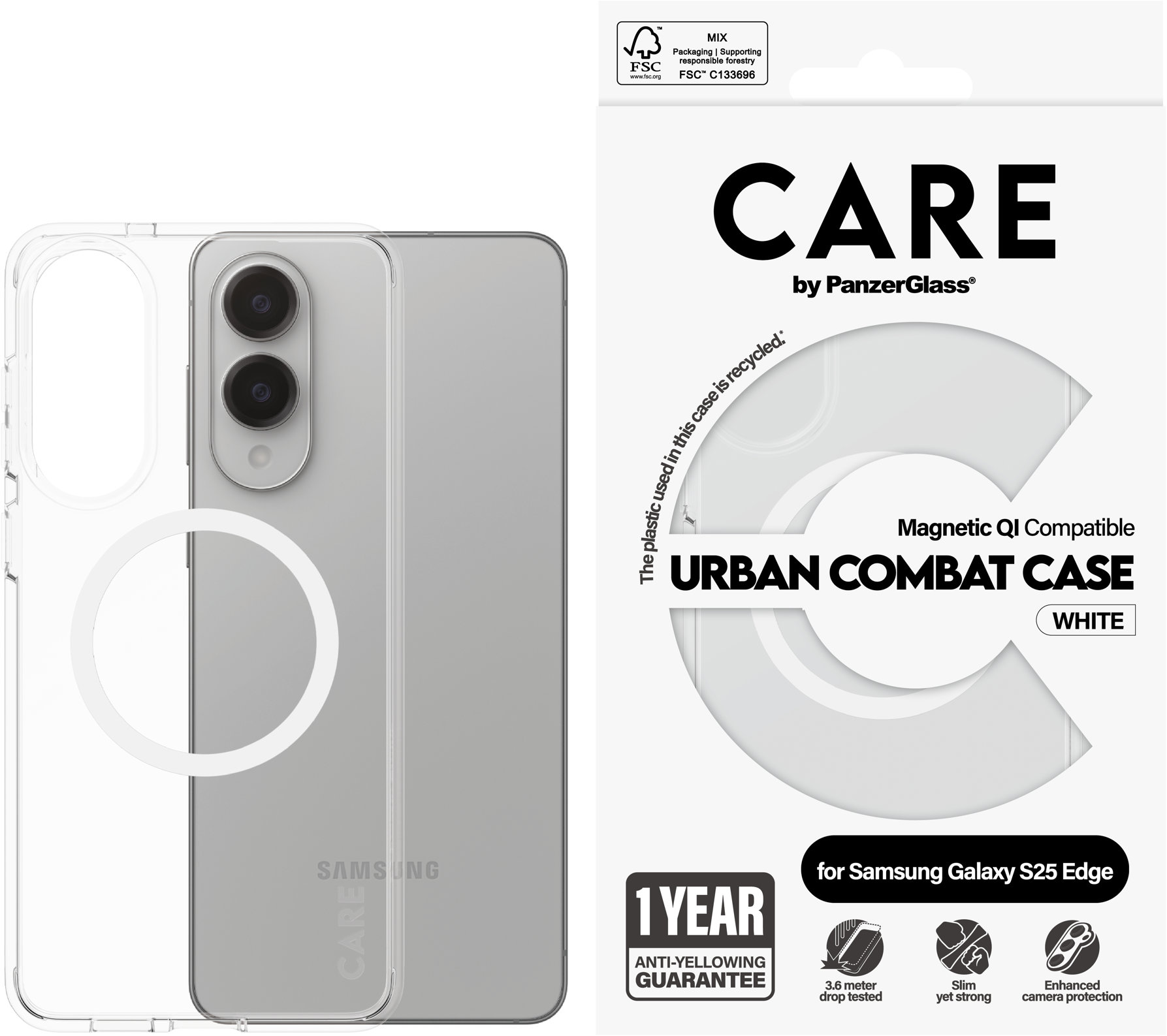 PanzerGlass CARE kryt Samsung Galaxy S25 Edge Urban číry/biely QI