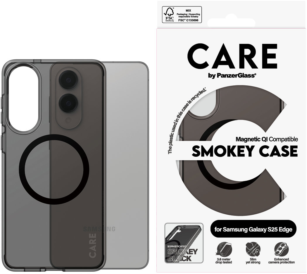 PanzerGlass CARE kryt Samsung Galaxy S25 Edge Smokey dymový/čierny QI