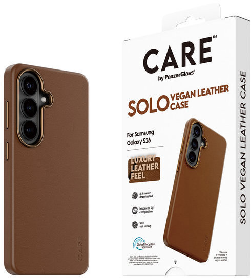 PanzerGlass CARE kryt Samsung Galaxy S26 SOLO Qi hnedá vegánska koža