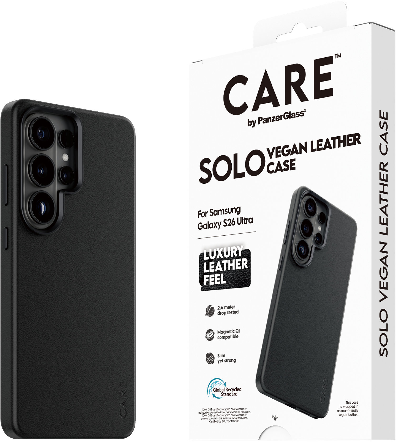 PanzerGlass CARE kryt Samsung Galaxy S26 Ultra SOLO Qi čierna vegánska koža