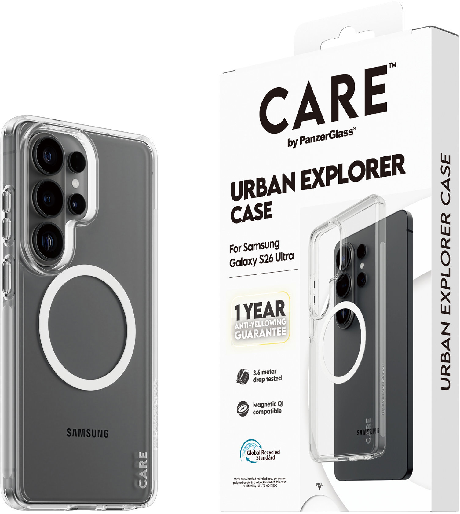 PanzerGlass CARE kryt Samsung Galaxy S26 Ultra Urban číry/biely Qi + ročná záruka proti žltnutiu