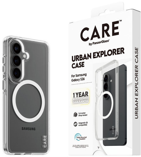 PanzerGlass CARE kryt Samsung Galaxy S26 Urban číry/biely Qi + ročná záruka proti žltnutiu