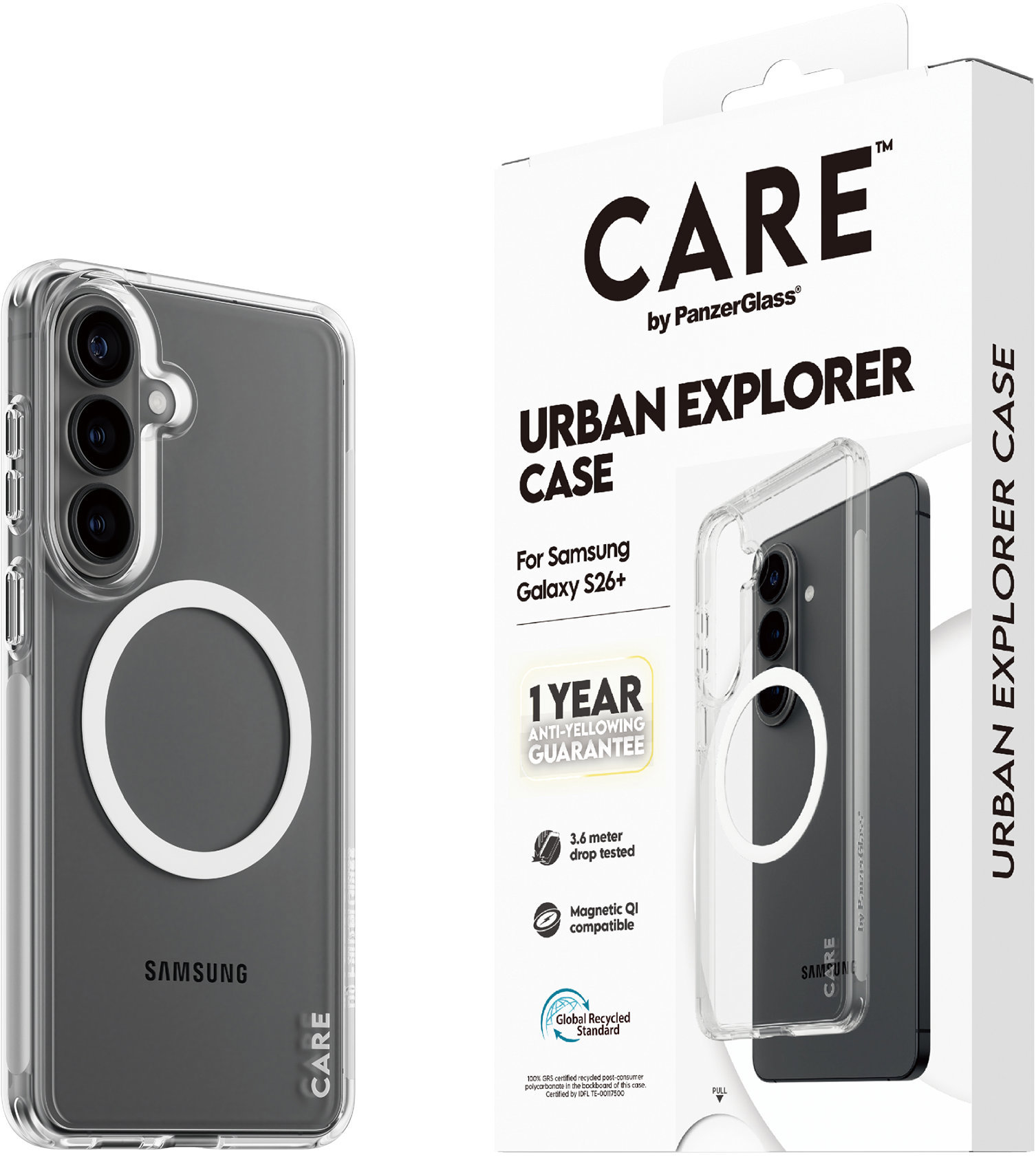 PanzerGlass CARE kryt Samsung Galaxy S26+ Urban číry/biely Qi + ročná záruka proti žltnutiu