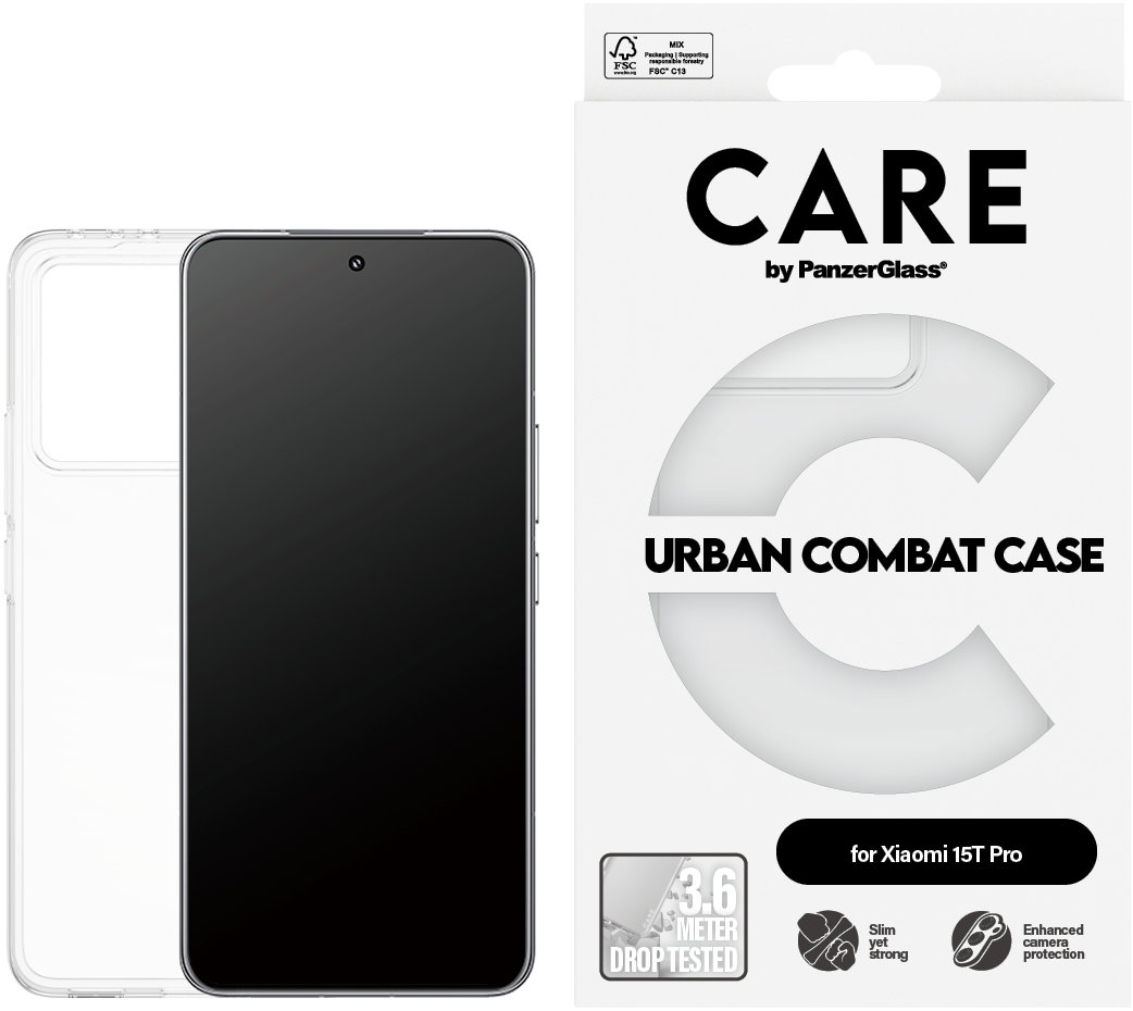 PanzerGlass CARE kryt Xiaomi 15T Pro Urban Combat číry