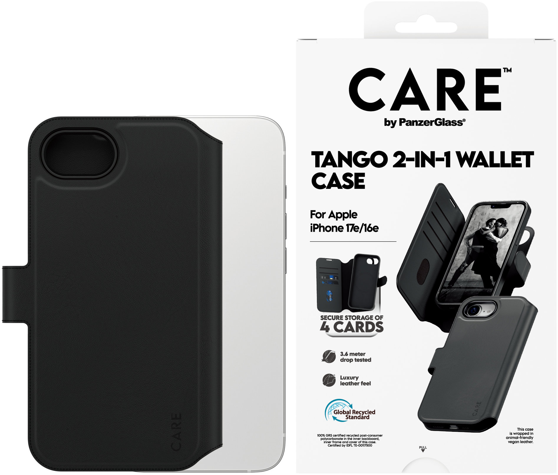 PanzerGlass CARE puzdro Apple iPhone 17e/16e Tango 2 v 1 Wallet MagSafe