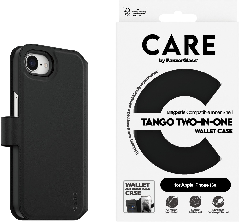 PanzerGlass CARE puzdro Apple iPhone 17e/16e MagSafe Wallet 2 v 1 čierny