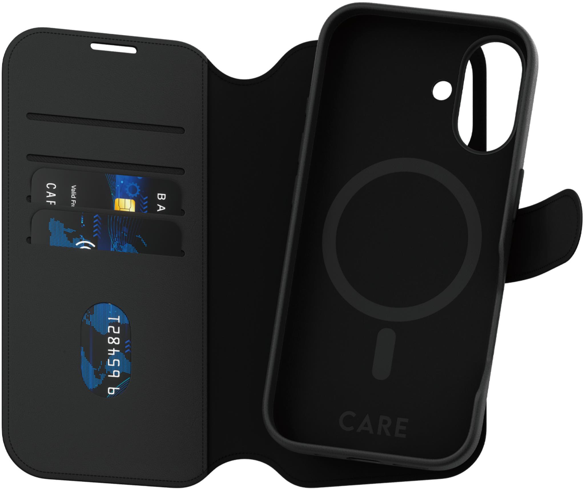PanzerGlass CARE puzdro Apple iPhone 16 MagSafe Wallet 2v1 čierny