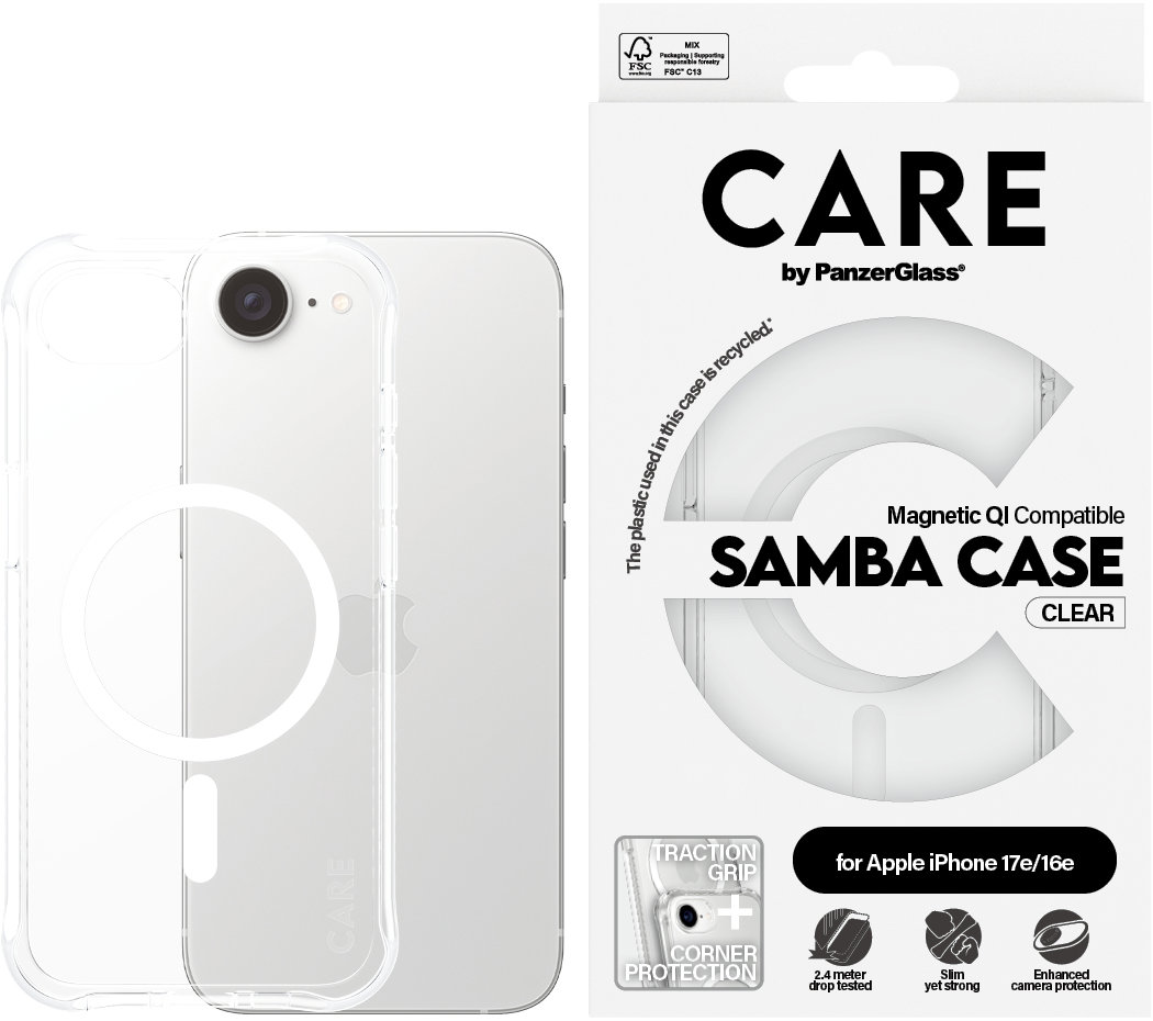 PanzerGlass CARE kryt Apple iPhone 17e/16e Samba MagSafe číry/biely