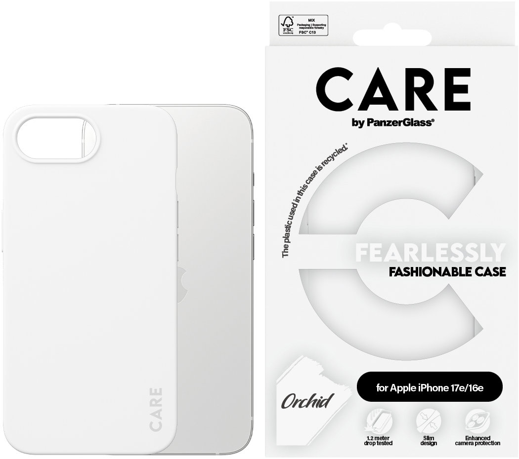 PanzerGlass CARE kryt Apple iPhone 17e/16e Fearlessly biely (Orchid)