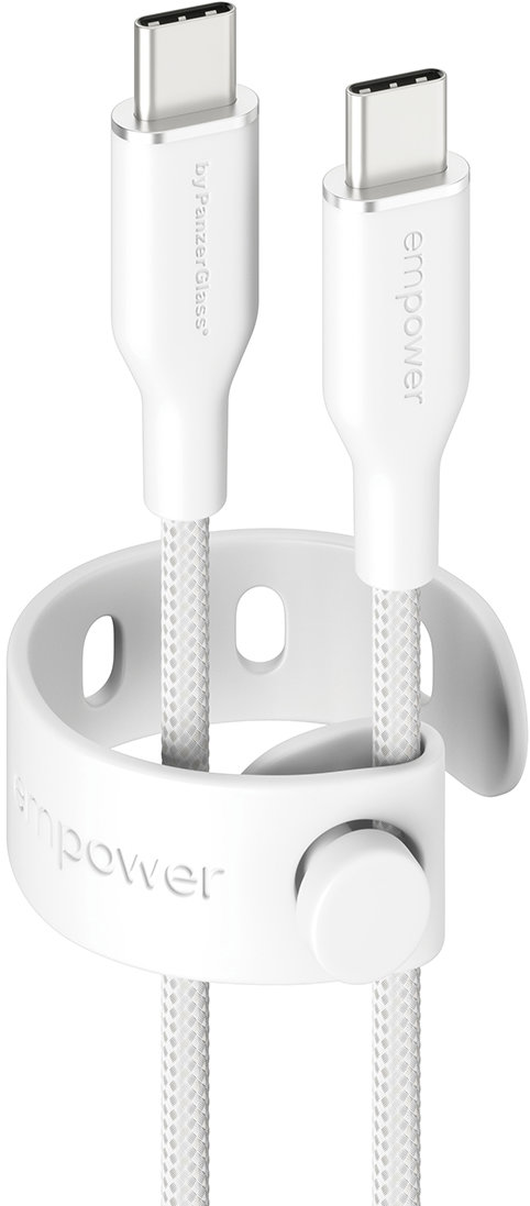 PanzerGlass Empower kábel USB-C/USB-C, 1,2 m biely
