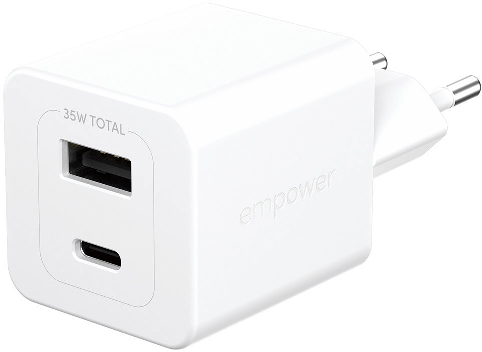 PanzerGlass Empower nabíjačka Turbo GaN 35 W 1× USB-C + 1× USB-A, biela