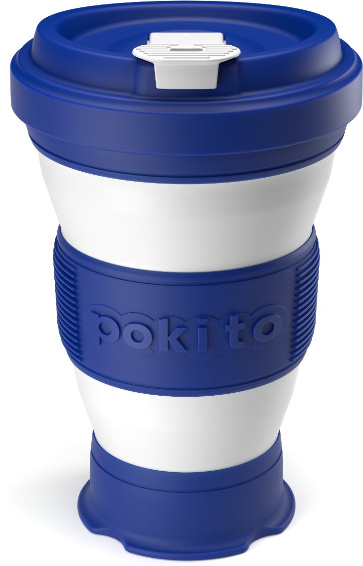 POKITO Skladací hrnček na kávu 3 v 1 čučoriedkový