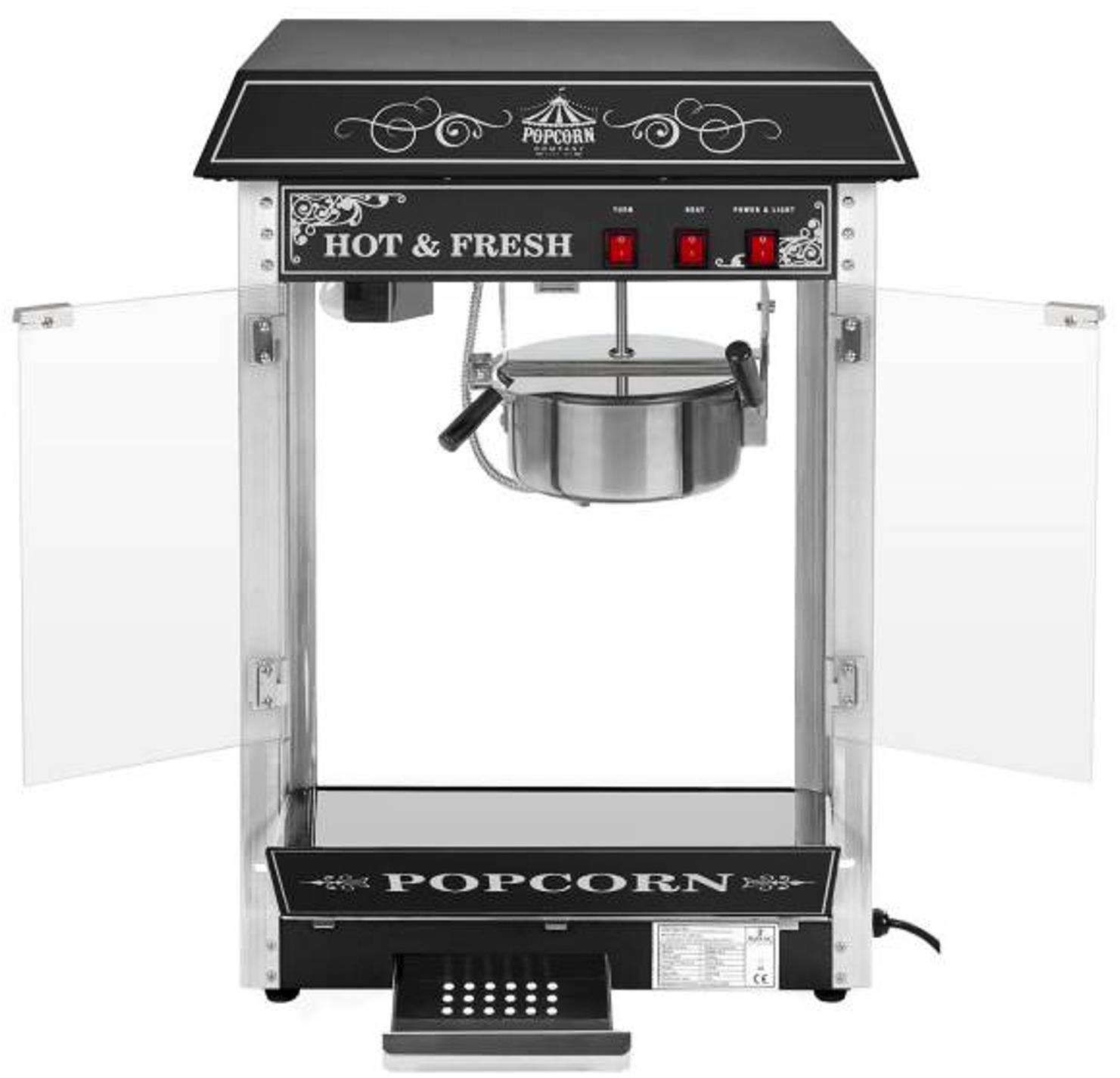 Royal Catering profesionální výkonný popkornovač nastaviteľný 230 V 1,6 kW čierny