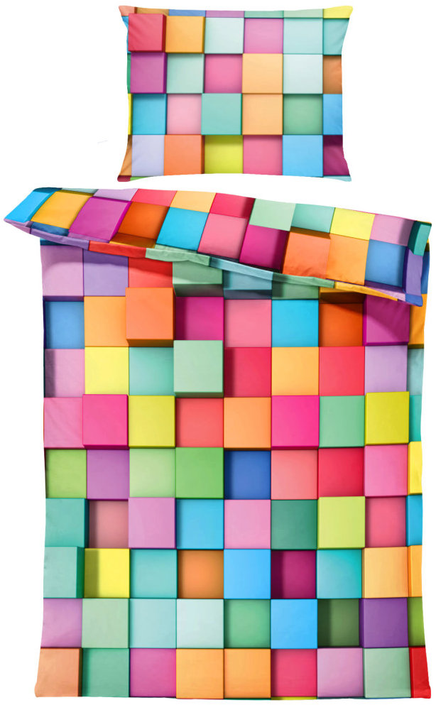 IMPAR Obliečky Farebné kocky, 140 × 200 cm + 90 × 70 cm
