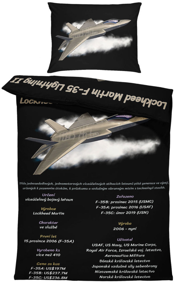 IMPAR Obliečky F35 Lightning II, 140 × 200 cm + 90 × 70 cm