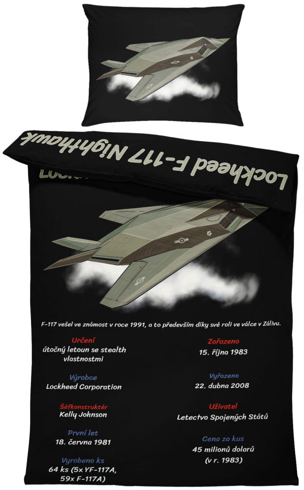 IMPAR Obliečky F117 Nighthawk, 140 × 200 cm + 90 × 70 cm