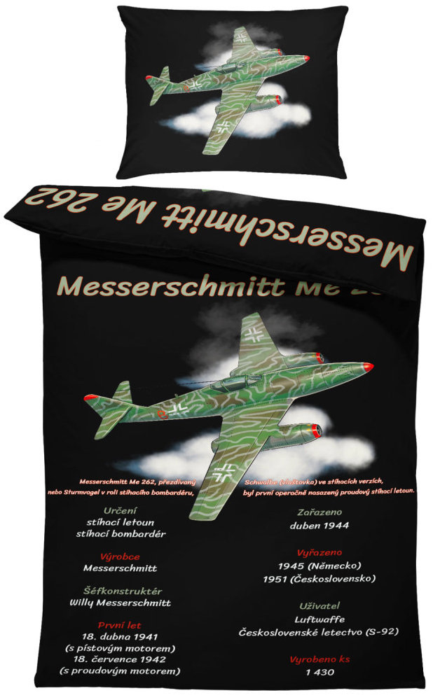 IMPAR Obliečky Messerschmitt Me 262, 140 × 200 cm + 90 × 70 cm