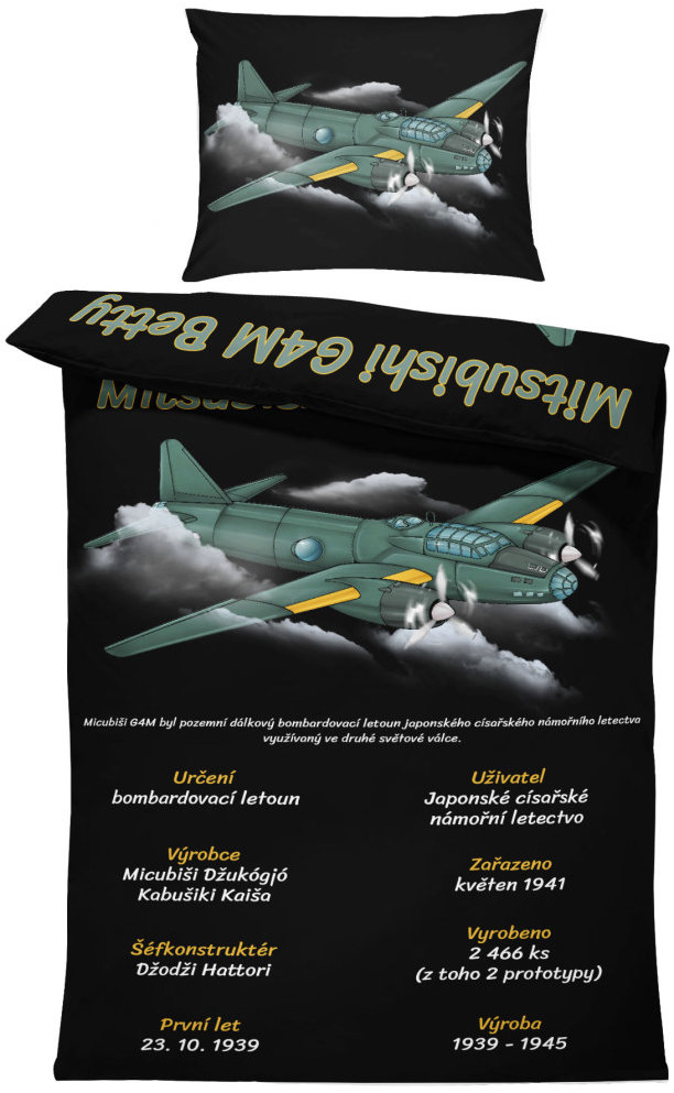 IMPAR Obliečky Mitsubishi G4M Betty, 140 × 200 cm + 90 × 70 cm