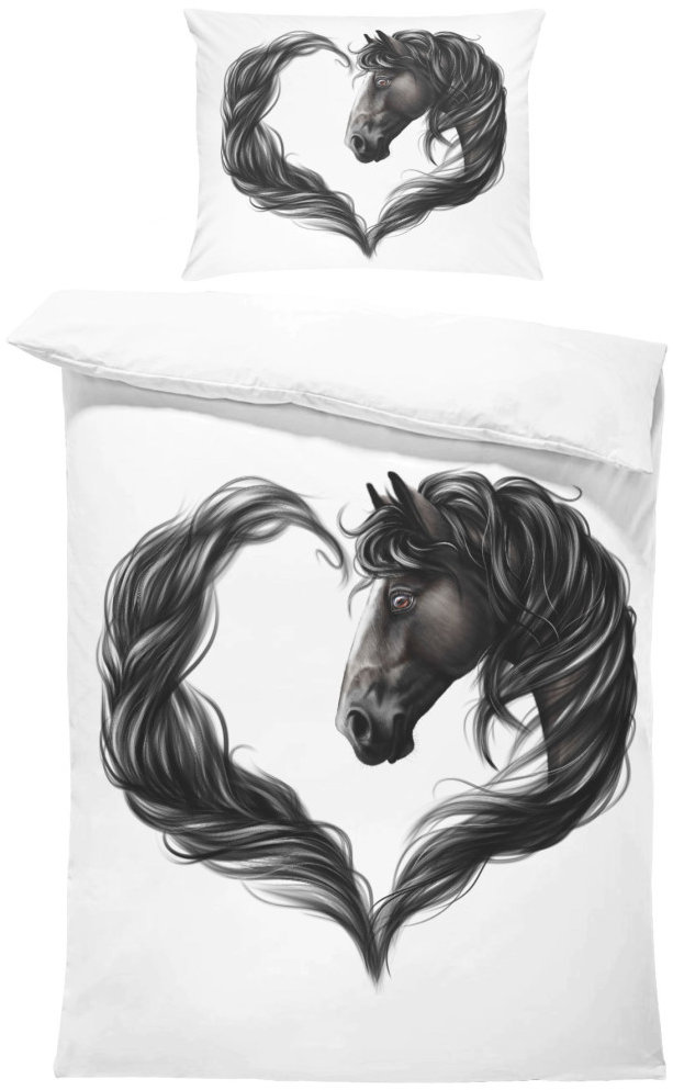 IMPAR Obliečky Horse heart black, 140 × 200 cm + 90 × 70 cm