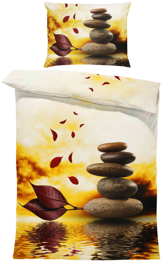 IMPAR Obliečky Kamene s červeným lístím, 140 × 200 cm + 90 × 70 cm