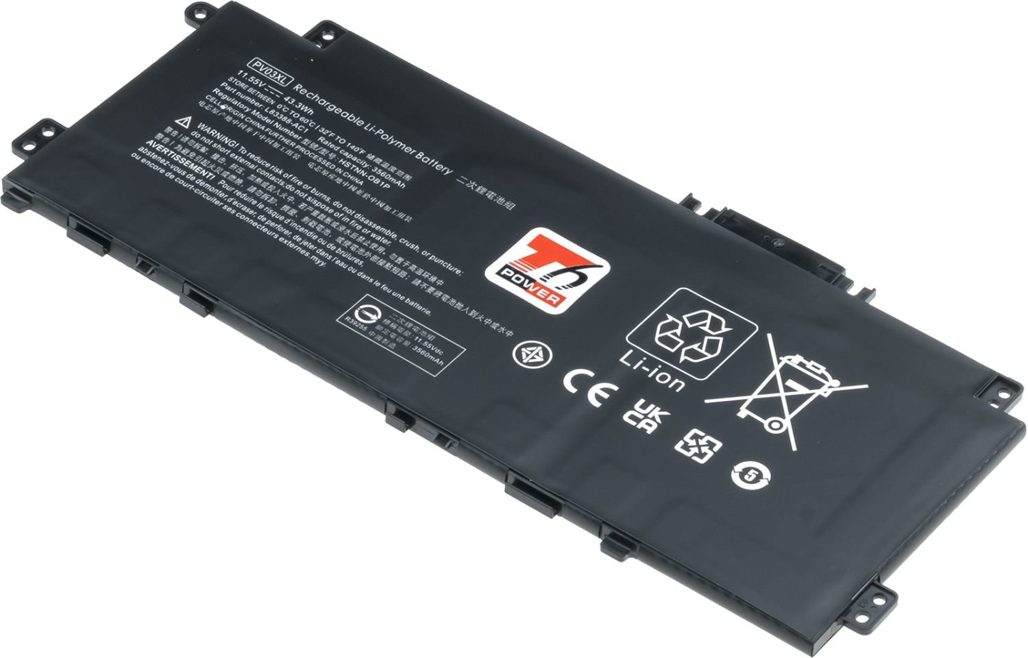 T6 Power pre HP Pavilion 13-bb0000, 14-dv0000, 14-ec0000, 3700 mAh, 43 Wh, 3-článková, Li-poly