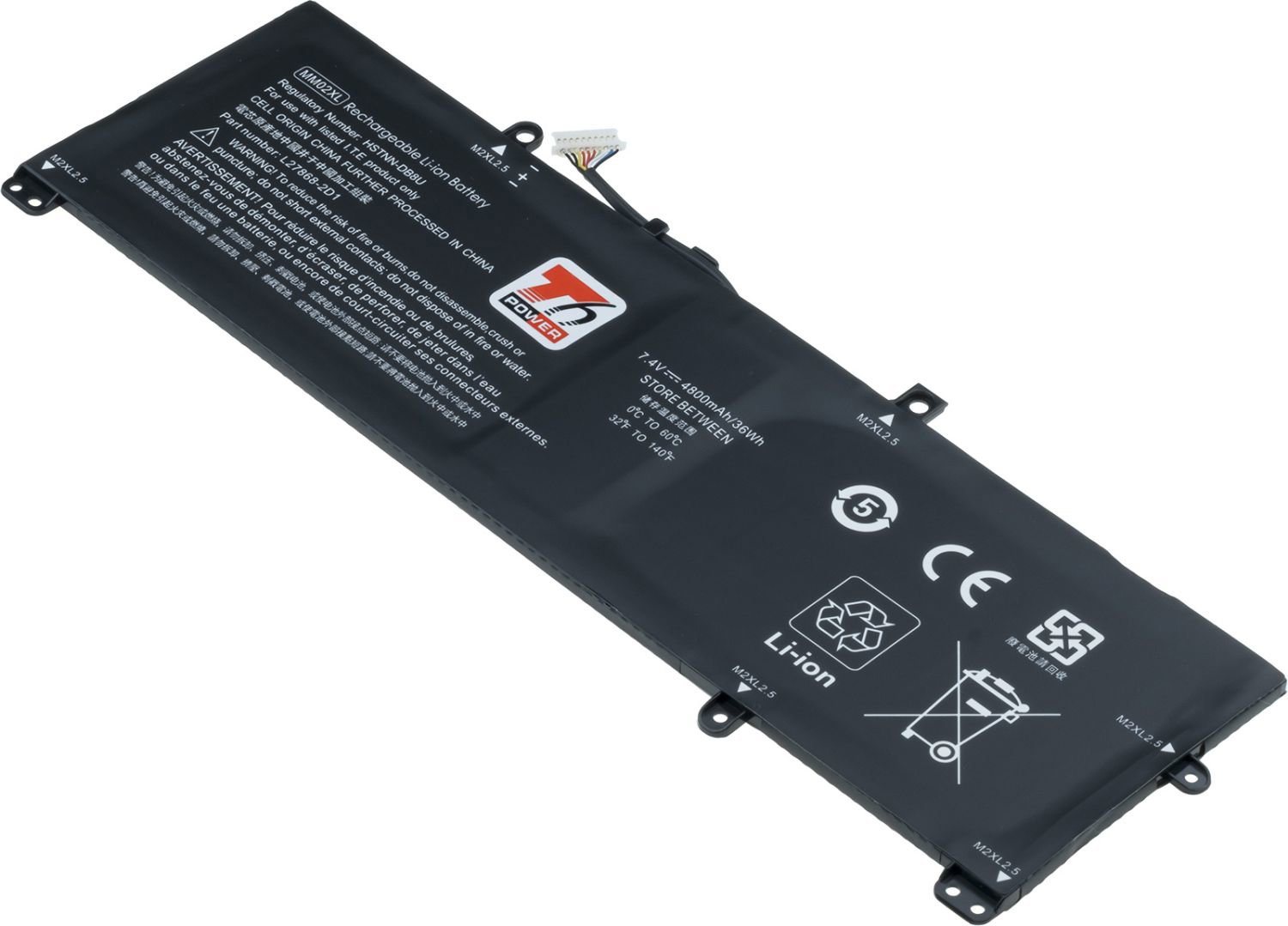 T6 Power pre HP Pavilion 13-an0000, 13-an1000 series, 4 800 mAh, 36 Wh, 2-článková, Li-poly