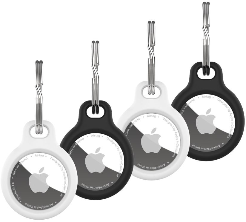 FIXED Silky na Apple AirTag 4 ks 2× čierne + 2× biele