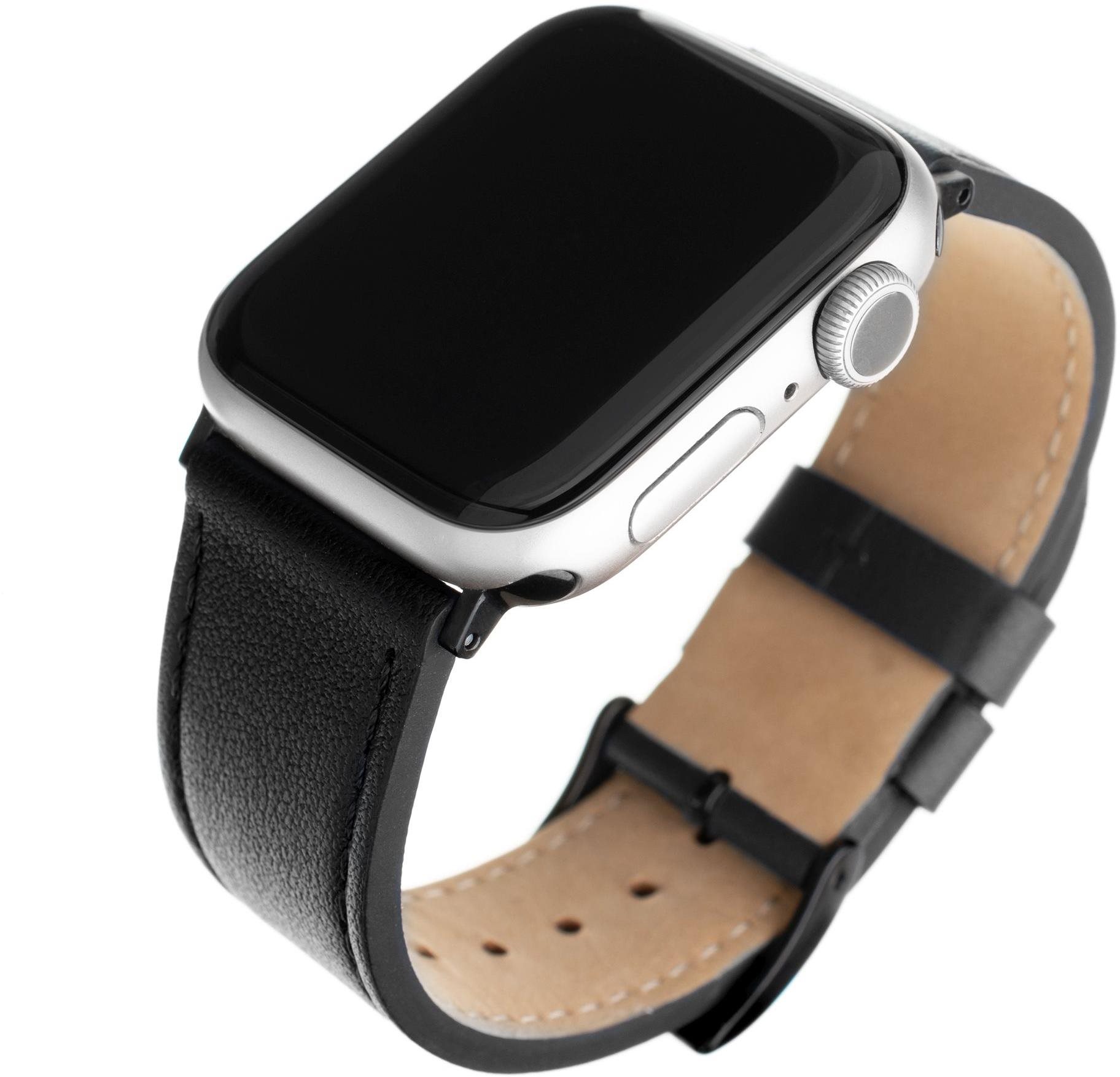 FIXED Leather Strap na Apple Watch 38/40/41mm čierny