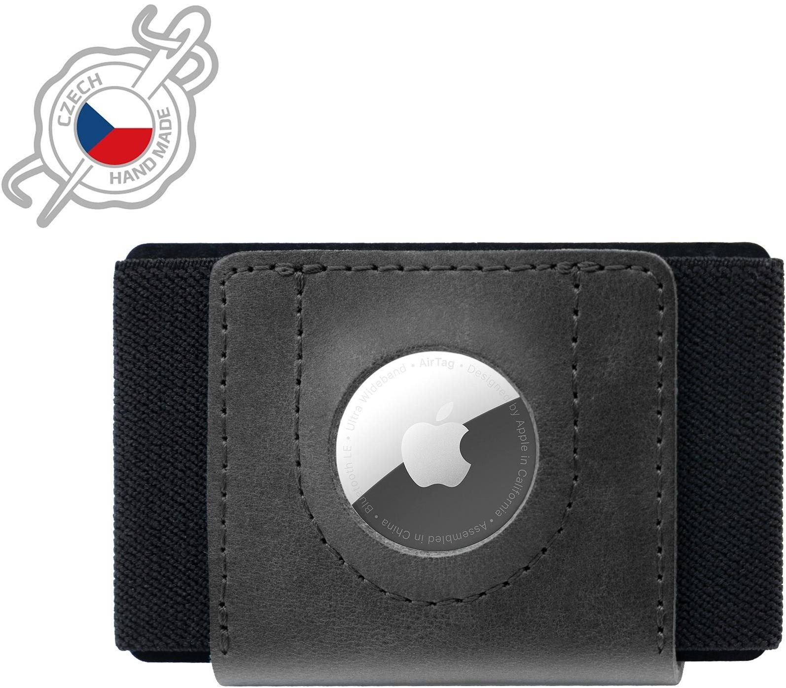 FIXED Tiny Wallet for AirTag z pravej hovädzej kože čierna