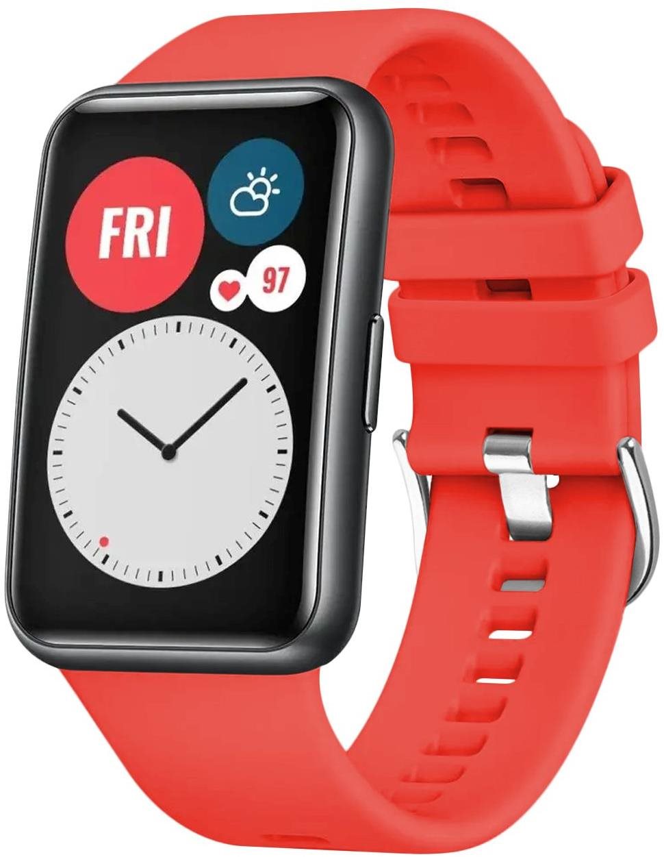 FIXED Silicone Strap pre Huawei Watch FIT červený