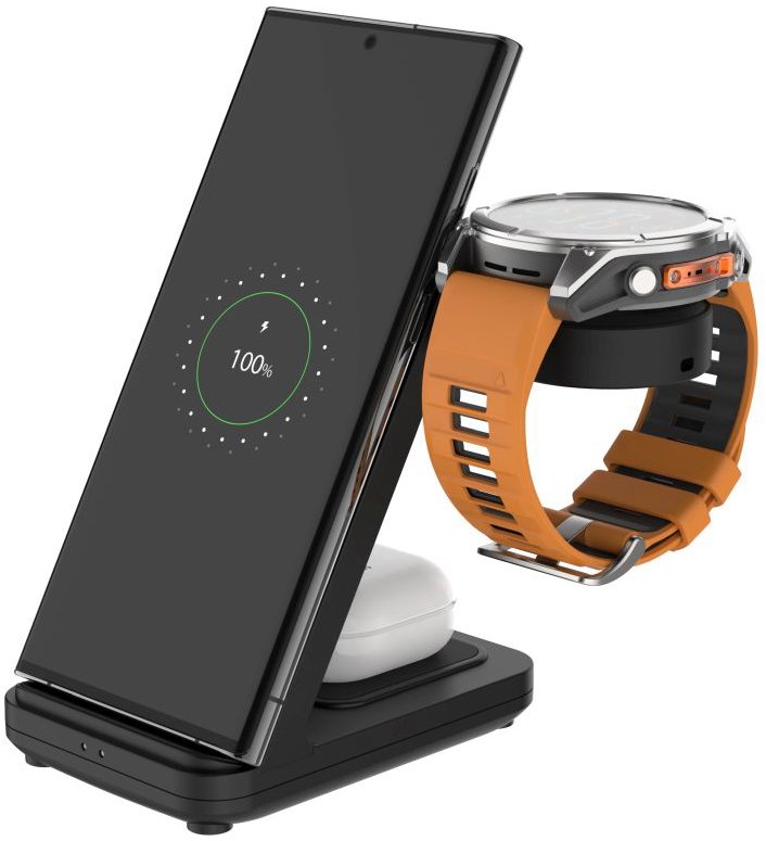 FIXED Powerstation na Garmin s bezdrôtovým nabíjaním až na 3 zariadenia čierny