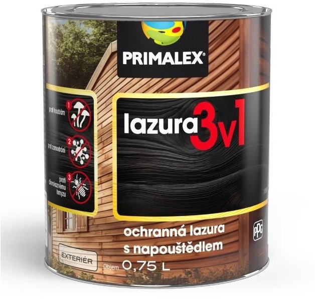 PPG Primalex lazura tenkovrstvá 3v1 kaštan planý, 0,75 l