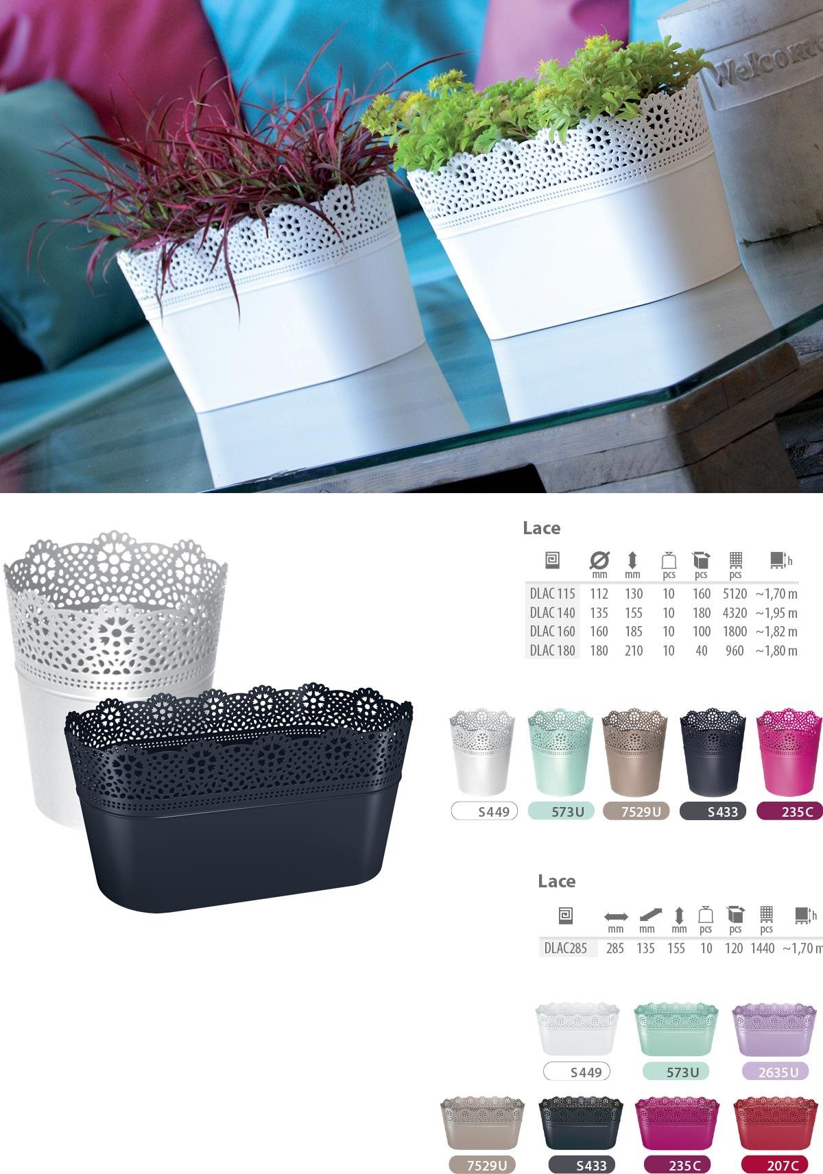 Prosperplast Truhlík s čipkou LACE biely 28,5 cm