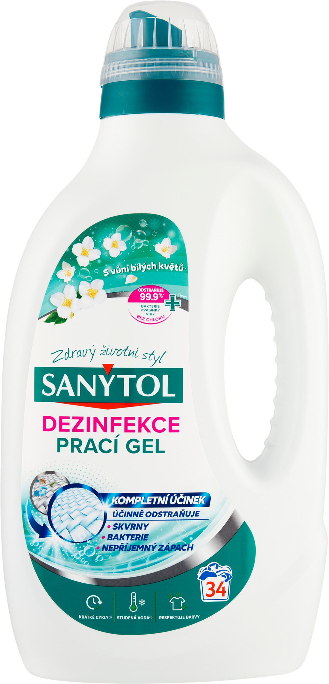 SANYTOL dezinfekčný prací gél kvetinová sviežosť 1,7 l (34 praní)